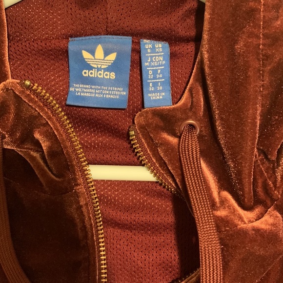 Adidas Originals Maroon Velvet Track Jacket - Picture 3 of 7